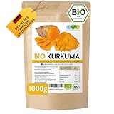 Bio Kurkuma Pulver I Kurkuma Pulver Bio I Kurkumapulver aus kontrolliert biologischem Anbau I Abgefüllt und kontrolliert bei uns in Deutschland 1kg Curcuma Pulver